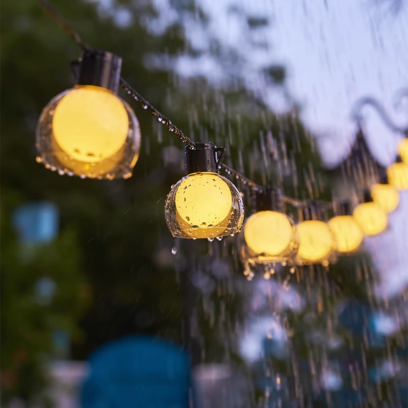 Luzes de corda para exterior de 10 m, Candeeiro de jardim à prova de água com 40 lâmpadas, Luzes de corda para decoração de Natal, luz quente 2700K - 5