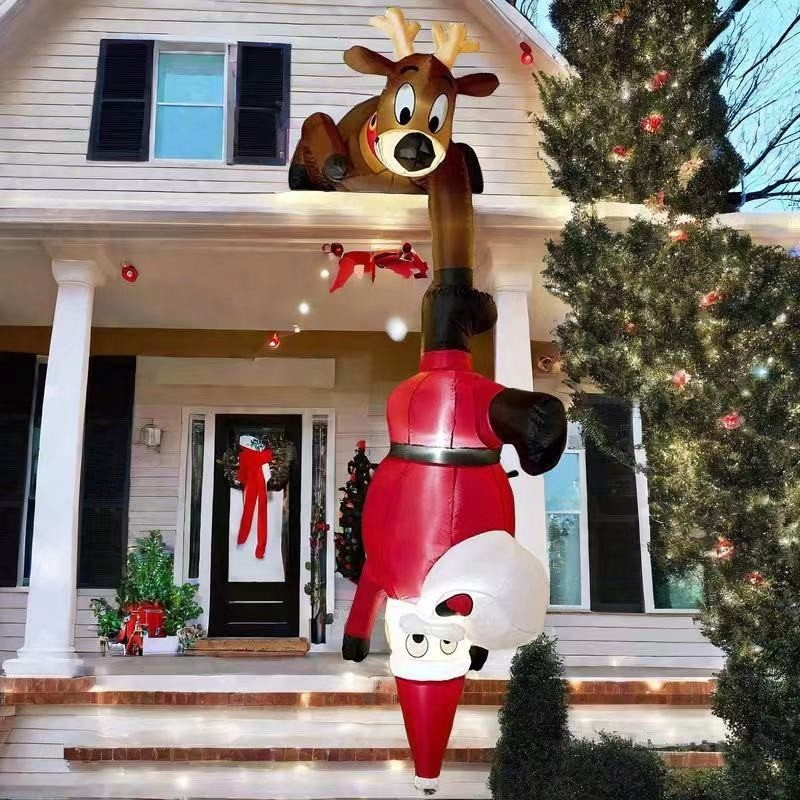 Decorazione natalizia gonfiabile da 240 cm per esterni e interni, Babbo Natale e renne gonfiabili con luci a LED, Decorazioni da giardino impermeabili - 2