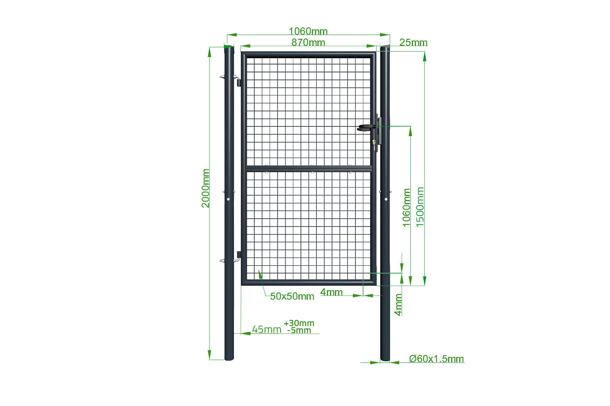 Portillon grillagé 1m OLGA H.150cm Gris - 4