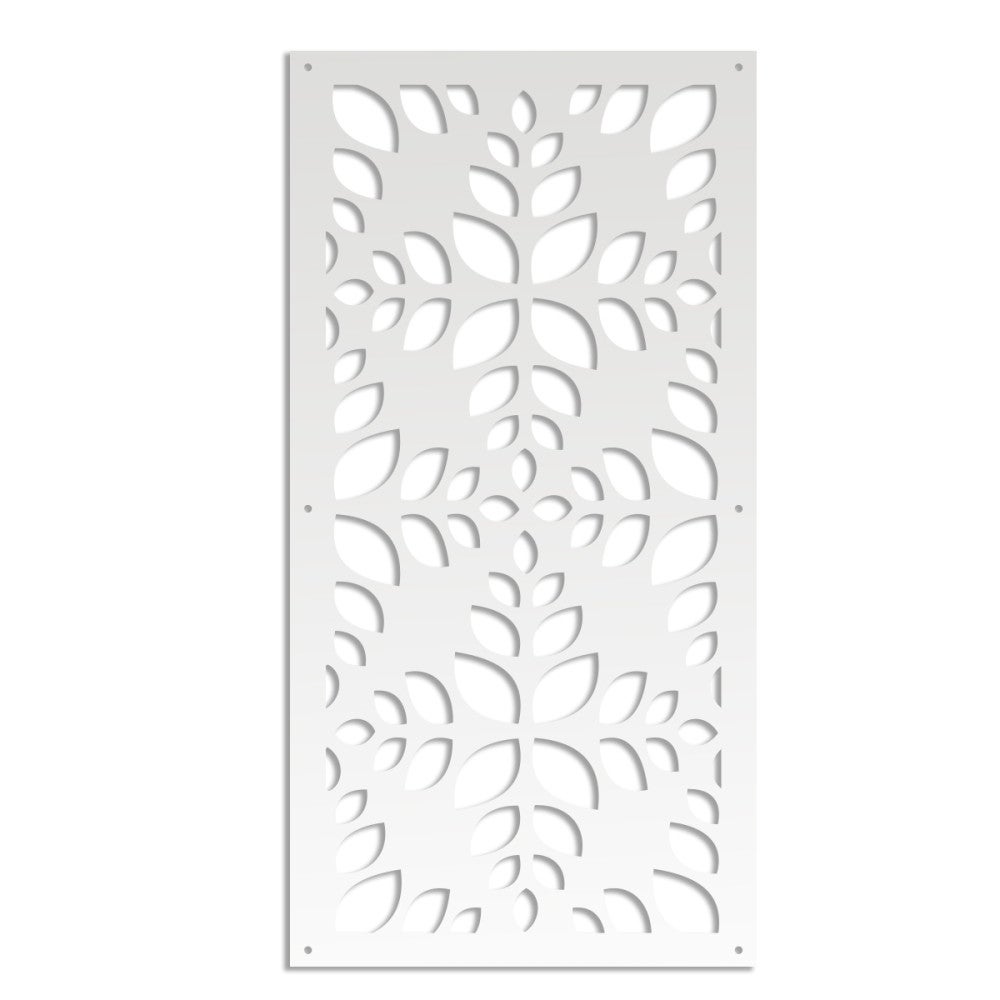 LIŚCIE - Panel perforowany PCV - Parasol przeciwsłoneczny - Rozmiar 47x94 cm - Grubość 1 cm - Kolor BIAŁY