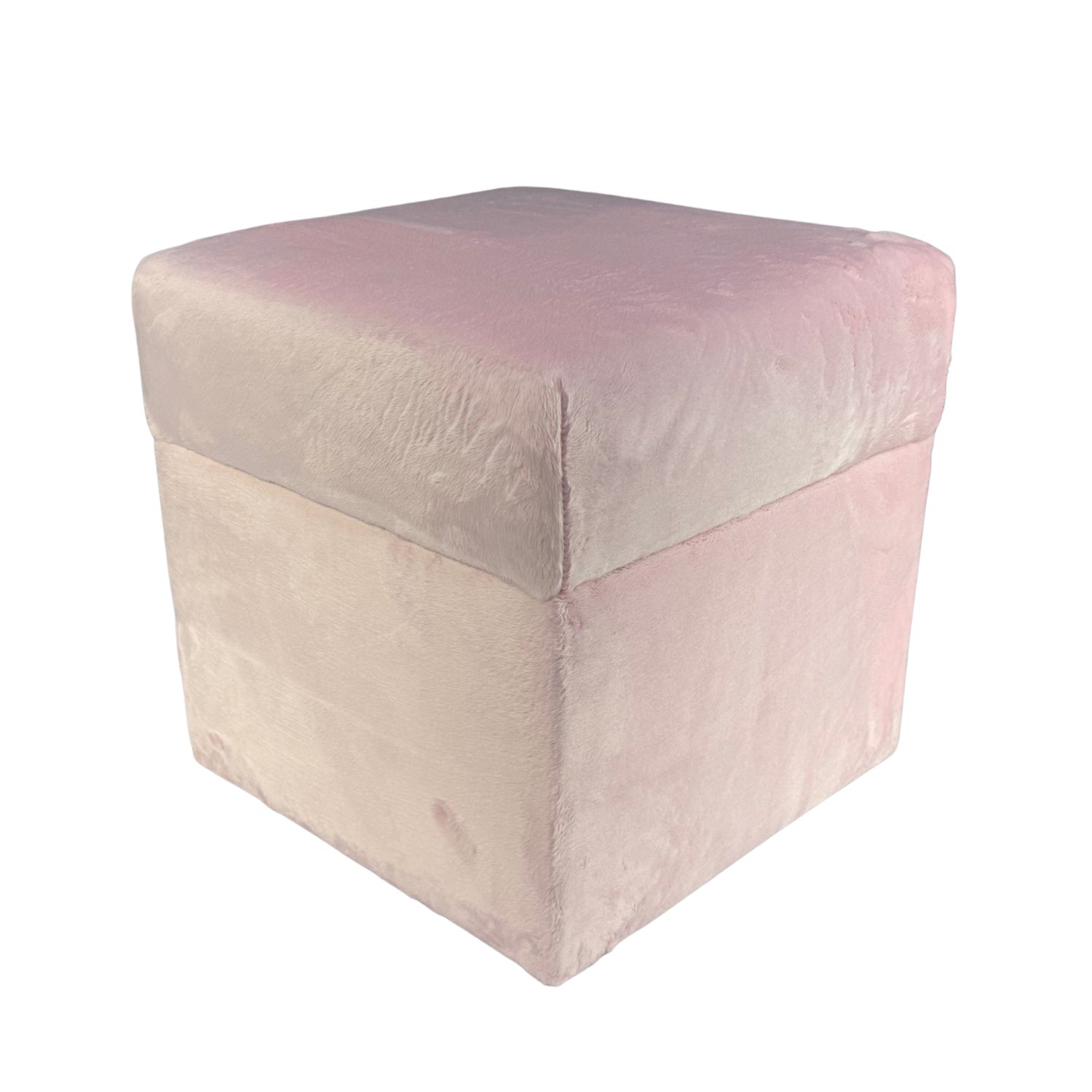 Pufa otwierana kwadratowa VELVET MINKY 40×40 cm miekki welur puszysta ze schowkiem do sypialni jasno różowa