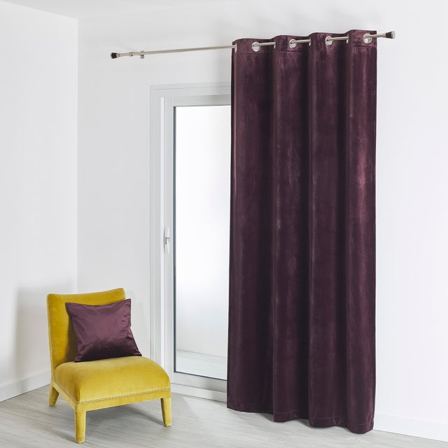 Rideau en velours feutré uni - Prune - 135x260 cm - Velours