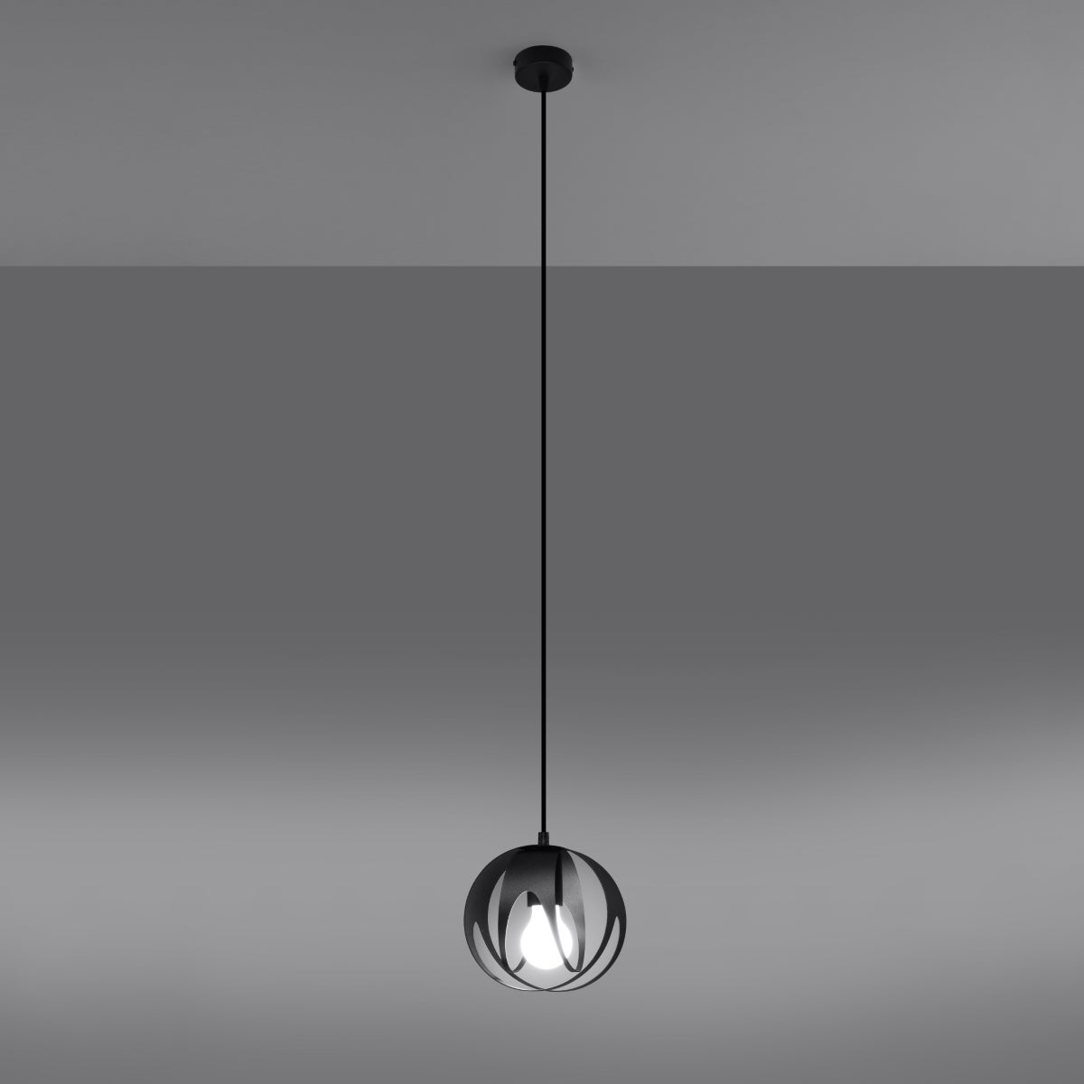 Lampa wisząca BRIVE 1 czarna LED 3000K - 16x16x125cm Sollux