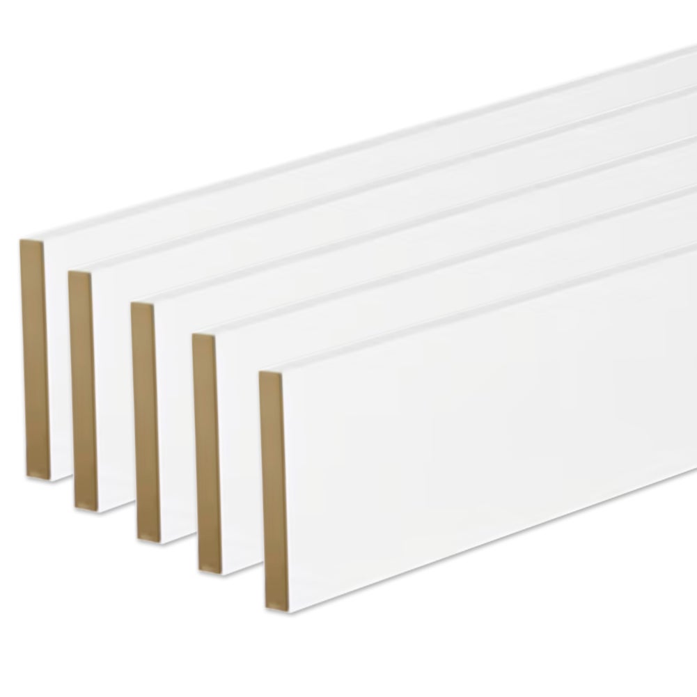 lot de 5 plinthes bord carré médium (mdf) revêtues blanc 2200 x 68 x 9 mm PEFC 70% - 2