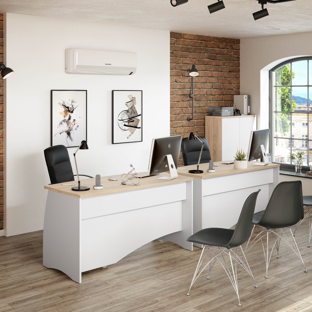 Secretária Stil Buc 3 gavetas Blanco Artik (Blanco Mate) - Roble Canadian 136 x 74 x 67 cm - 3