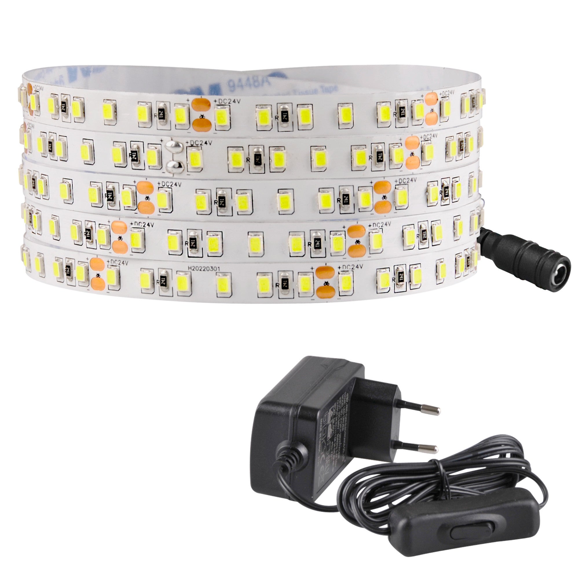 Zestaw taśma LED 24V 5m IP20 6500K zasilacz, włącznik ON/OFF Polux