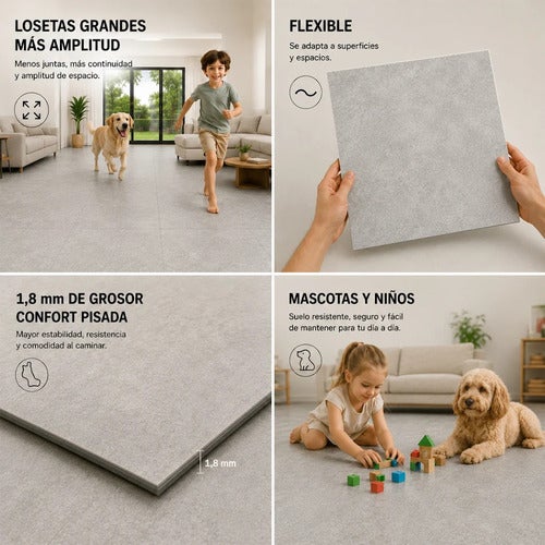 Arquiservi® - Piso Vinílico Autoadesivo em PVC Cinza Pedra 20 m² - Para residências e empresas | Impermeável | Fácil Instalação | 2 mm - 5