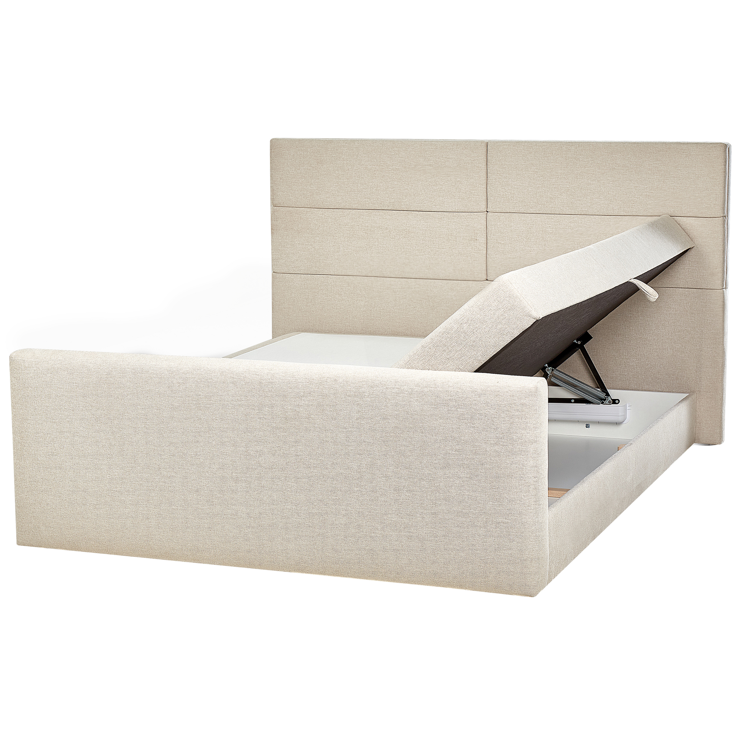 Lit boxspring avec rangement Tissu ARISTOCRAT 180 x 200 cm Beige clair ...