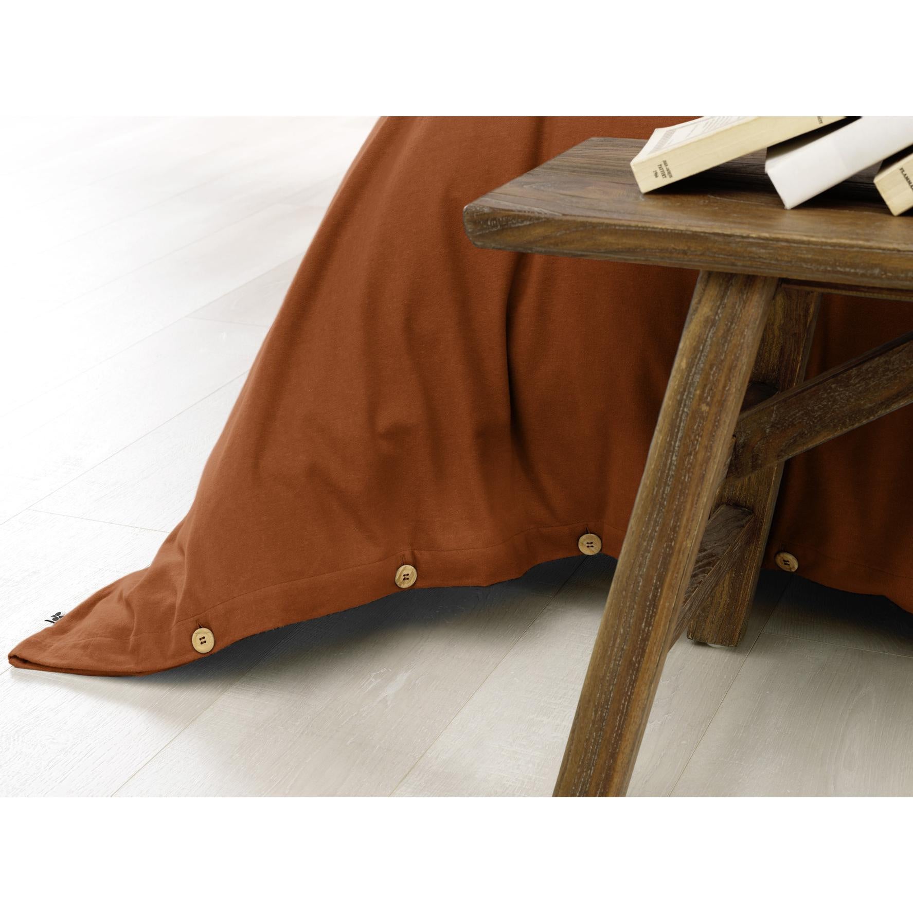 Pack Housse de couette chaude en flanelle 140 x 200 cm + drap housse 90x190 Terracotta - 3