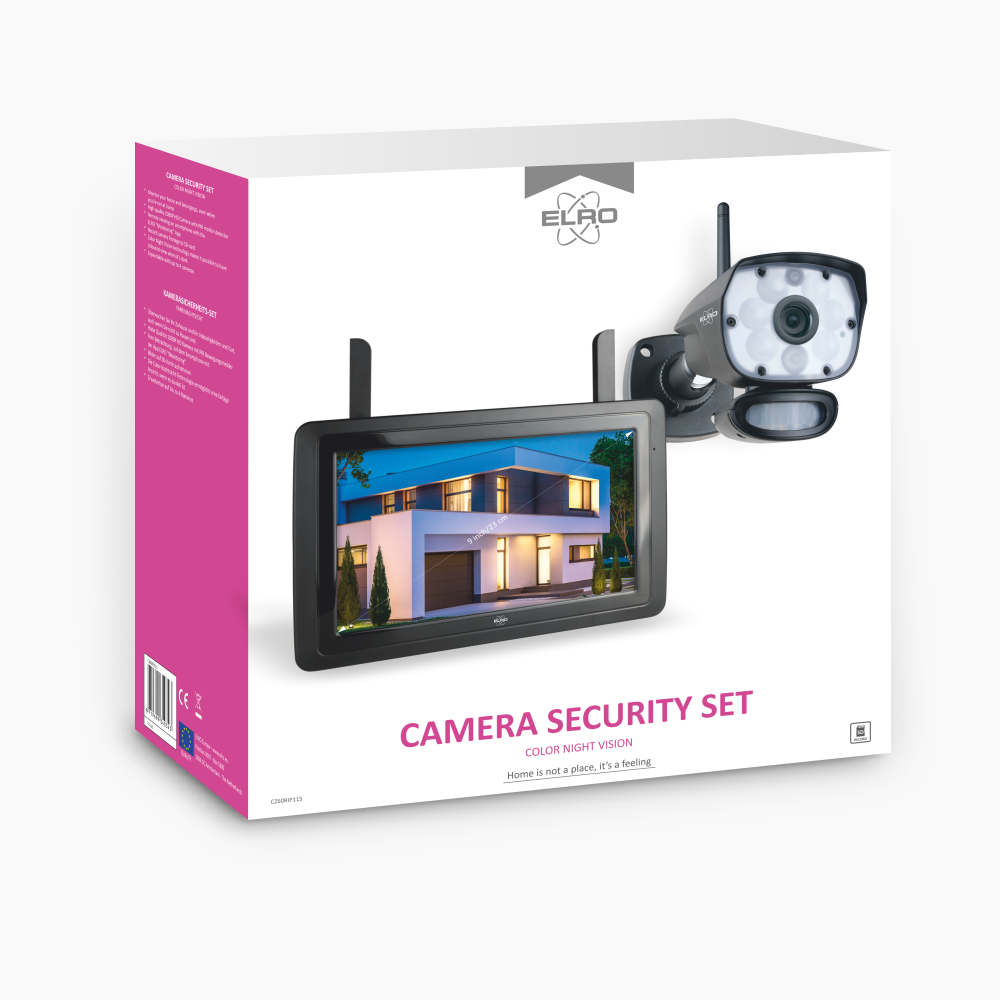 ELRO CZ60RIPS Color Night Vision Camera de Surveillance Kit avec 9 Écran et application - 1080P HD résolution - 6