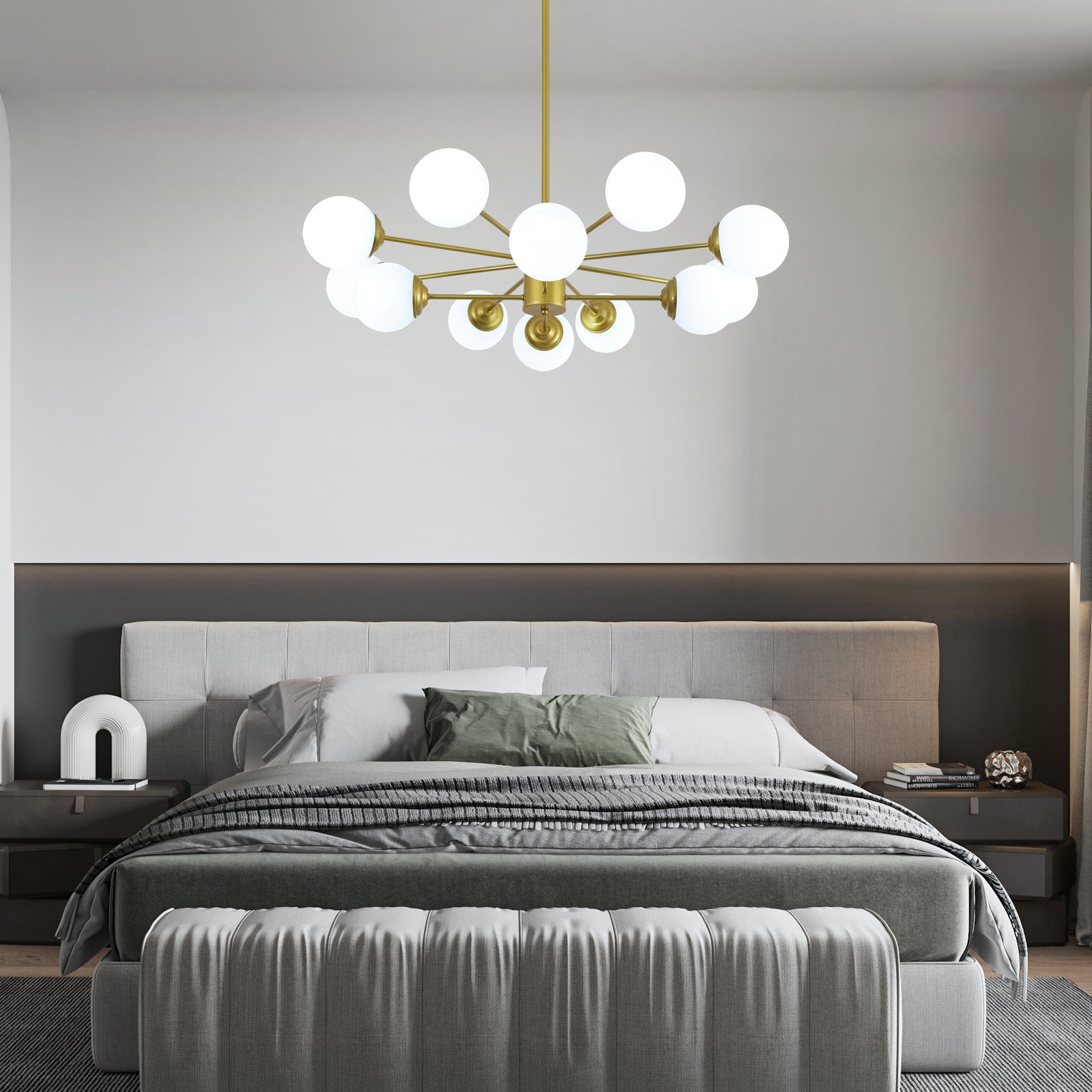 COMELY Lustre Sputnik Doré 12 Lumières E27 avec Globes en Verre, Plafonnier Design Moléculaire pour Salon Salle à Manger Chambre - 3