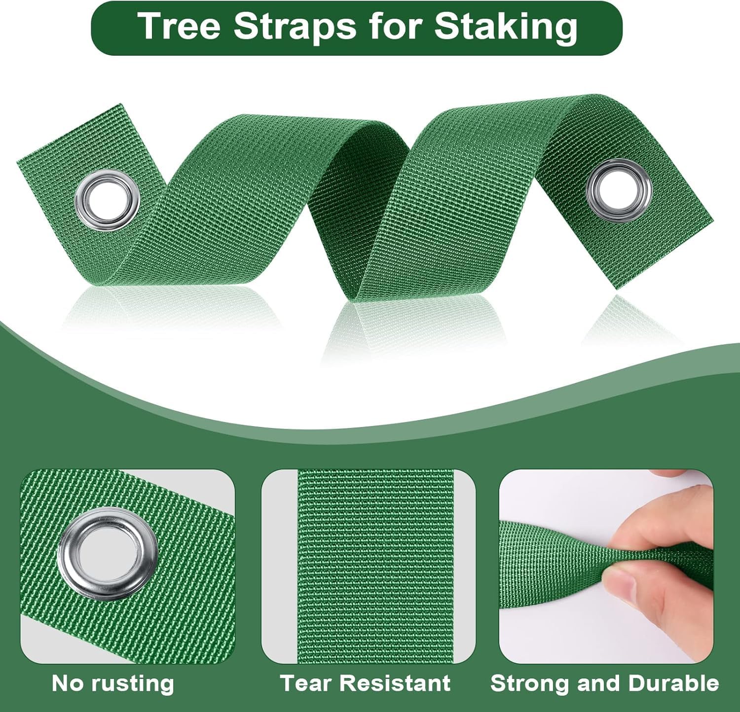 (12 PCS)Attache Arbre, Attache Plante, Liens de Jardinage pour Ligatures, Sangles Tuteur avec œillets Sangle Arbre Tuteur Sangle Nylon Sangles d'arbre - 3