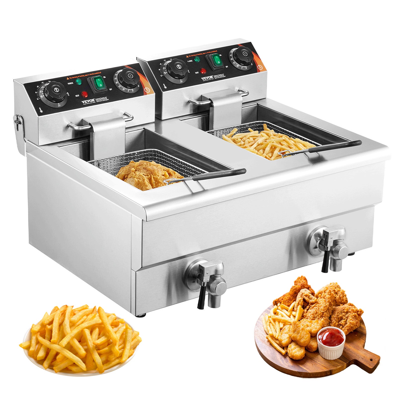 Frytkownica elektryczna 12Lx2 Stal nierdzewna 1500W + 1500W Zdejmowane kosze VEVOR