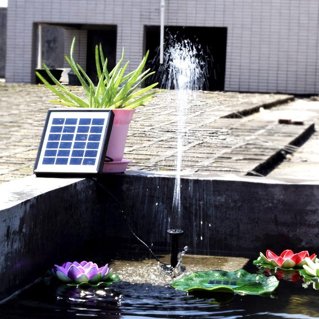 Pompe solaire pour fontaine, kit de fontaine d'extérieur à monter soi-même, 5 buses, pour bains d'oiseaux, bassins extérieurs, jardins et aquariums - 4