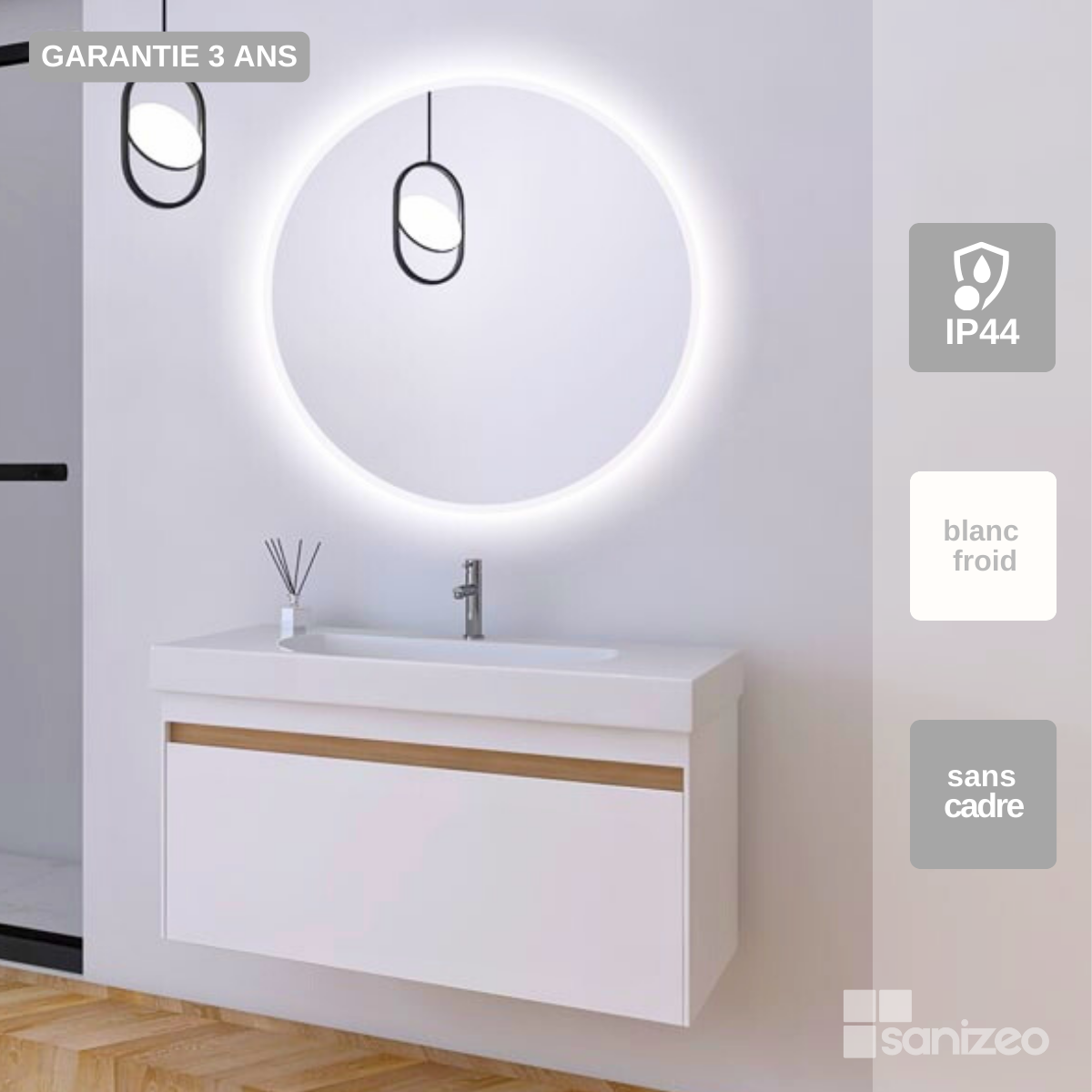 GBLY Specchio da bagno Specchio da parete rotondo da 60 cm con