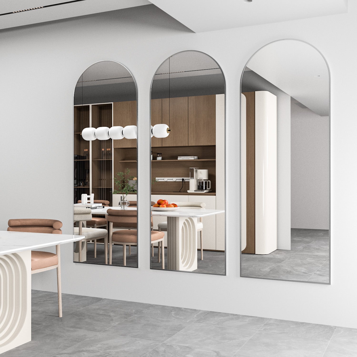 CASSILANDO Specchio a figura intera 162 x 53 cm, specchio da terra con cornice in alluminio, specchio da terra ad arco liscio,Argento - 3