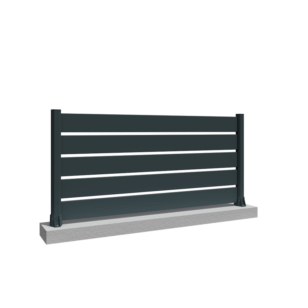 Clôture ranch panneau ajouré 3 lames L 1911 x H 565 mm (Gris anthracite RAL 7016) - 2