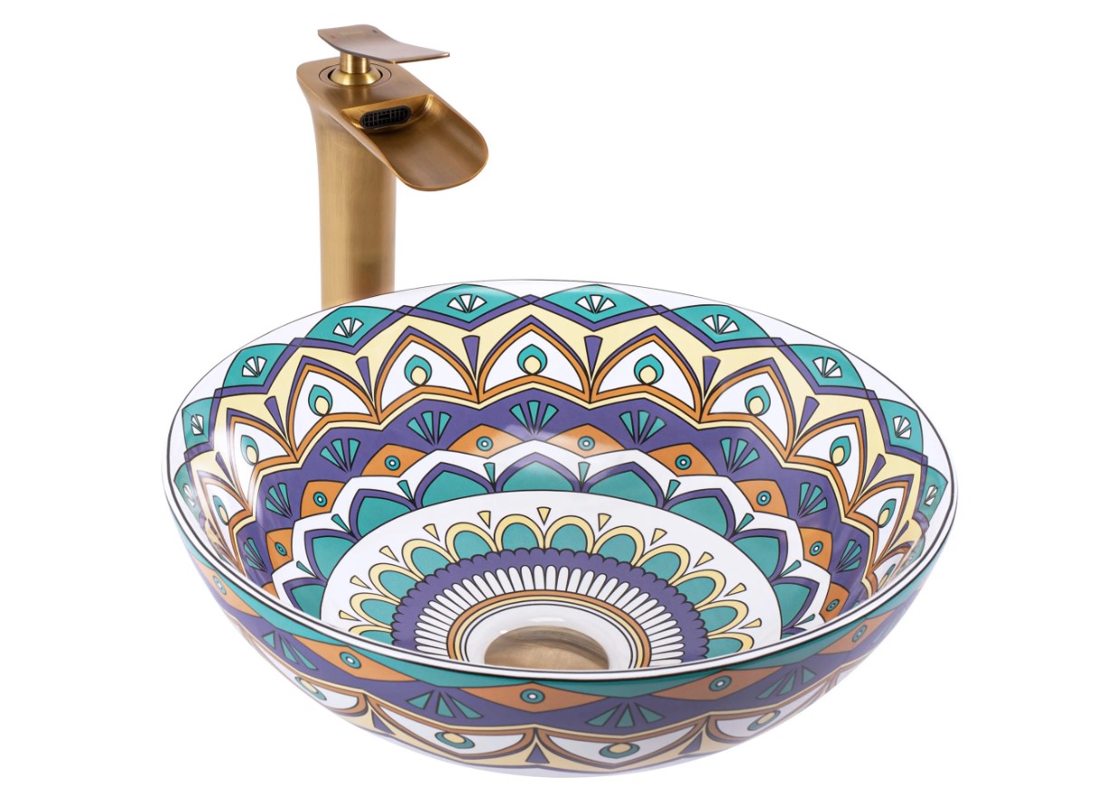 Umywalka Nablatowa Rea Aztec Niebieski 40 X 40