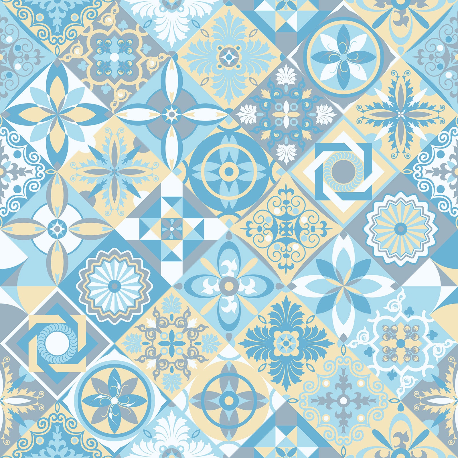Crédence adhésive sticker décoratif pour cuisine - Effet carreaux de ciment - Adhésif MAT - 60x60 cm - 2