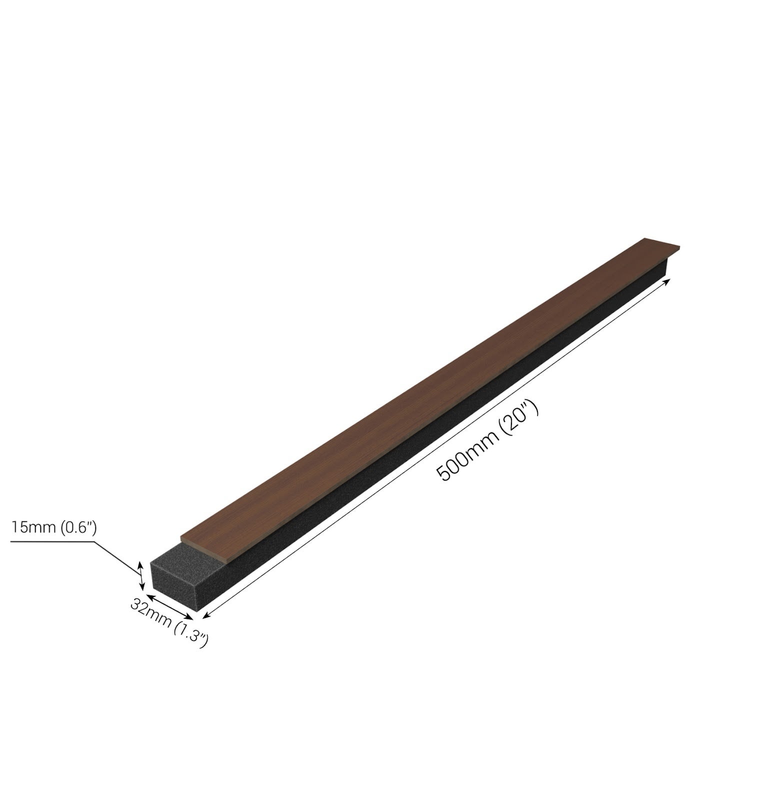 Lot de 32 Lames acoustiques insonorisants LAMELA 50x3 cm -0,5 m²surf.totale -MDF perforé laminé et mousse acoustique -Noix - 3
