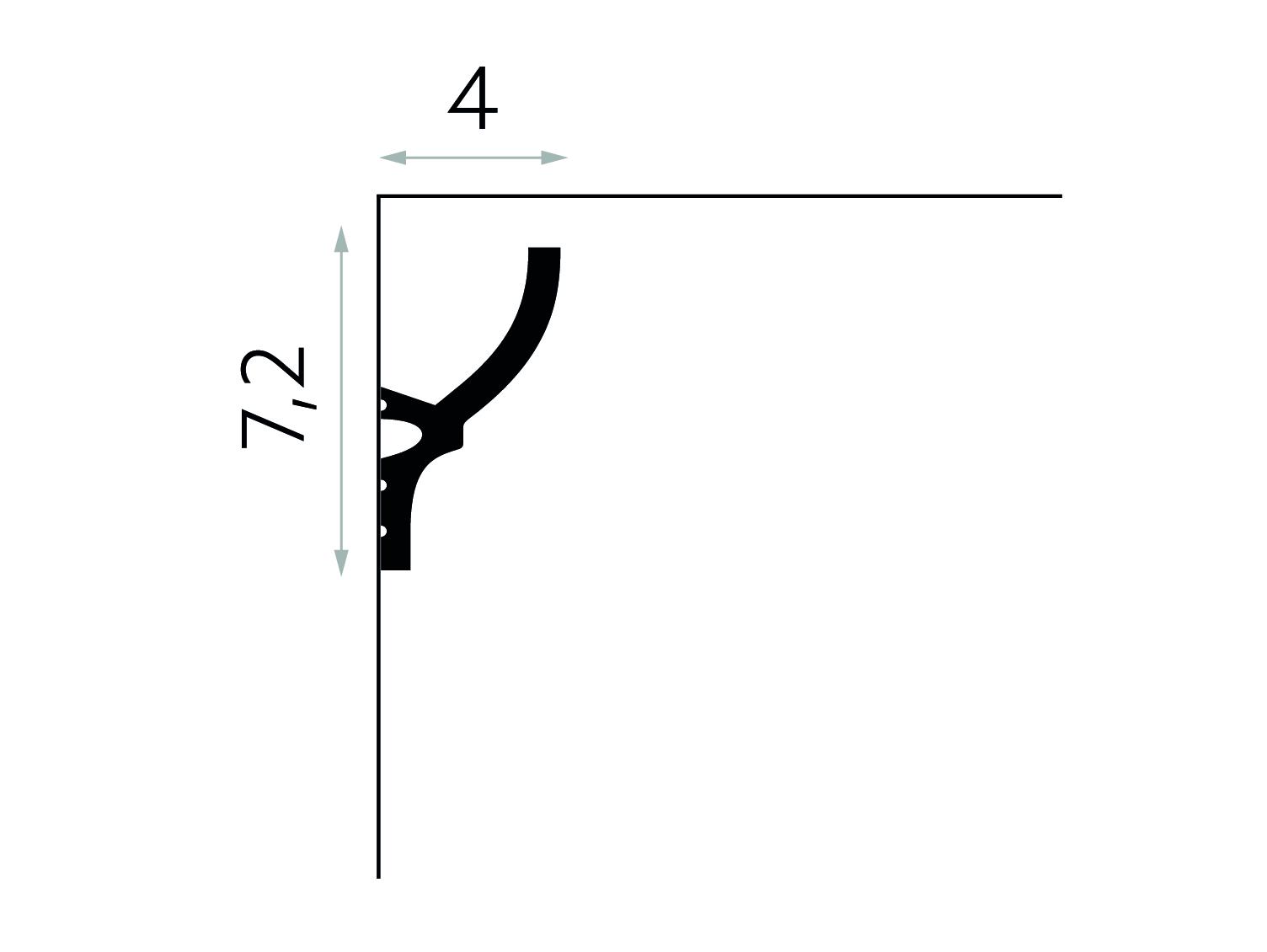 Corniche plafond pour LED SDS070 - 200 x 7,2 x 4cm (L x h x p) - 2
