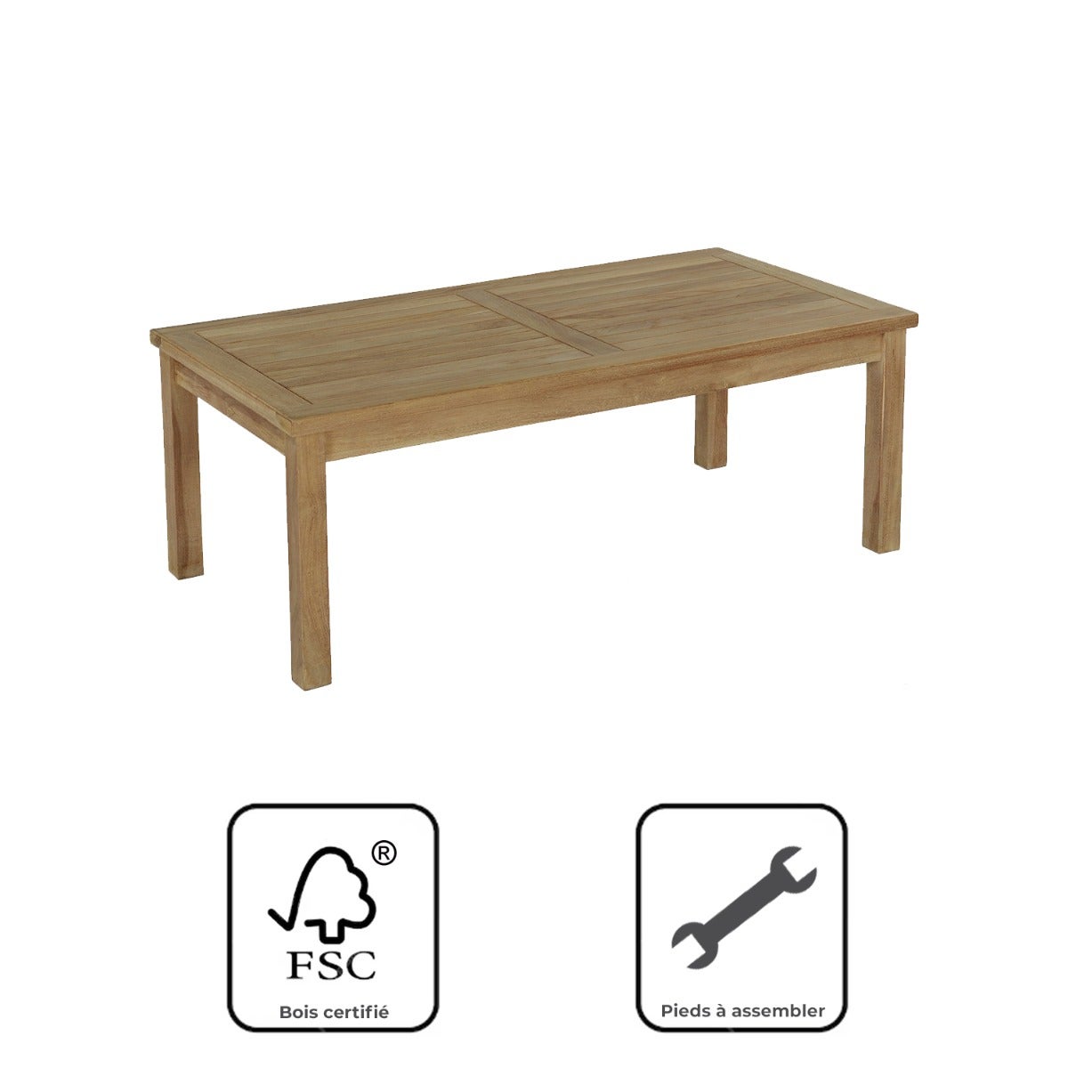 Table basse rectangulaire en teck massif Coffee 120 x 60 cm - 7