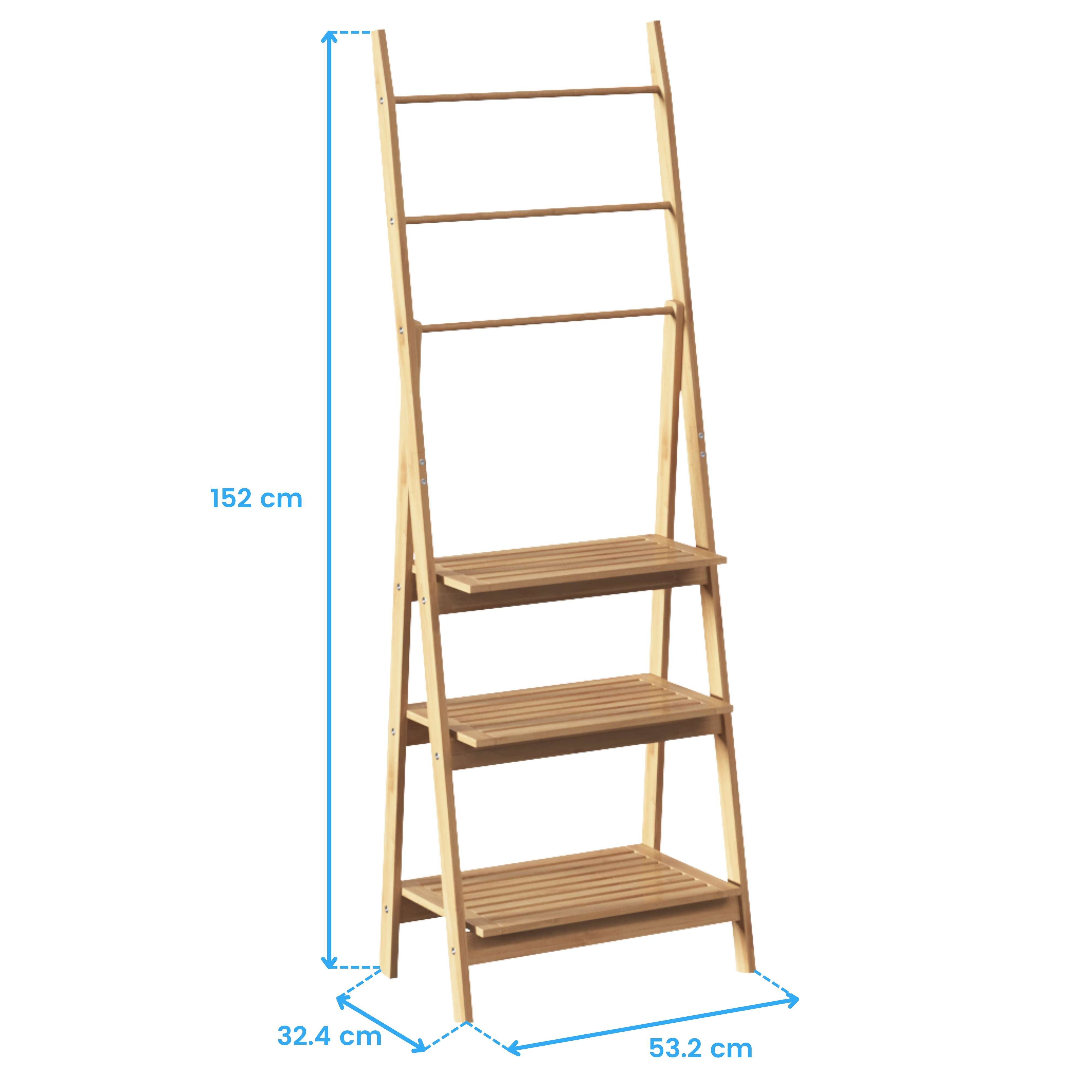 Étagère porte-serviette 3 niveaux bambou - 5five - 9