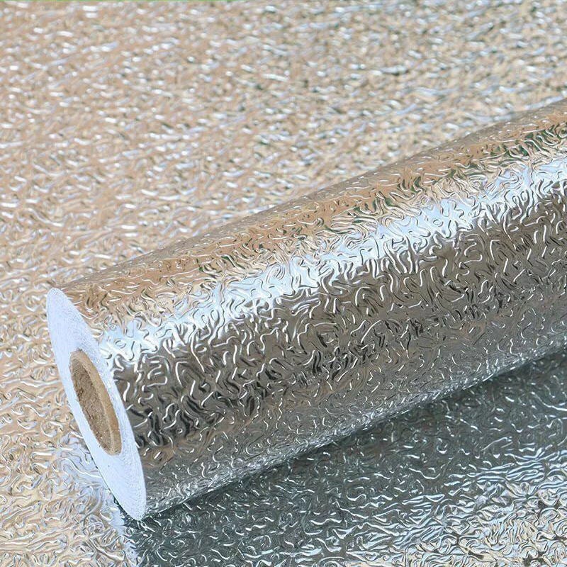 Naklejki kuchenne z folii aluminiowej, olejoodporne, wodoodporne, antypleśniowe, 40×300 cm (srebrne)