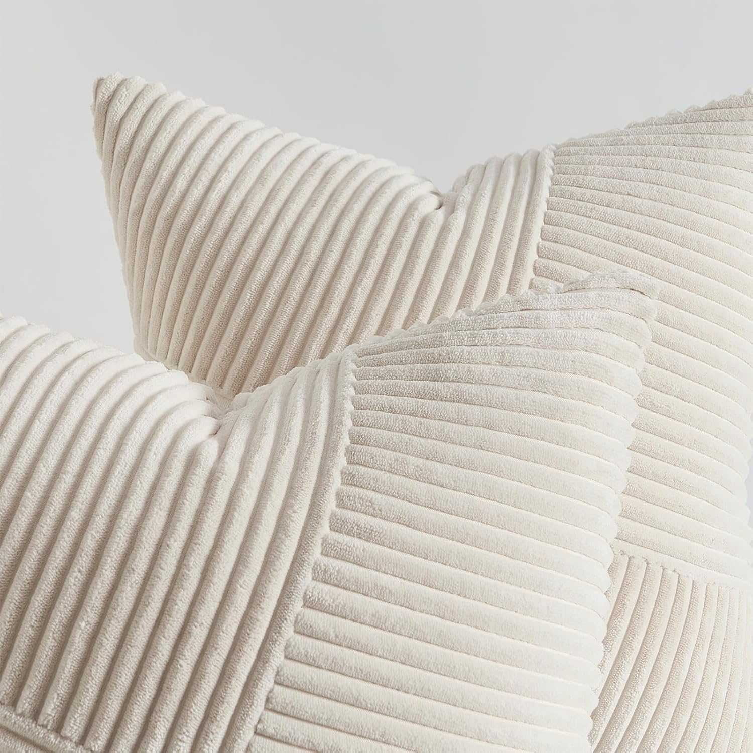 Lot de 2 Housse de Coussin 45x45 en Velours Côtelé Doux Crème Blanc,Housse Coussin Canapé Decoration Maison Salon Chambre pour Canapé - 3