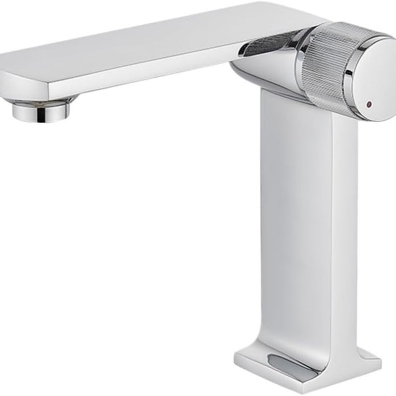 Mosiężna bateria łazienkowa, bateria do zlewu z ciepłą i zimną wodą, bateria mieszaczowa, srebrna