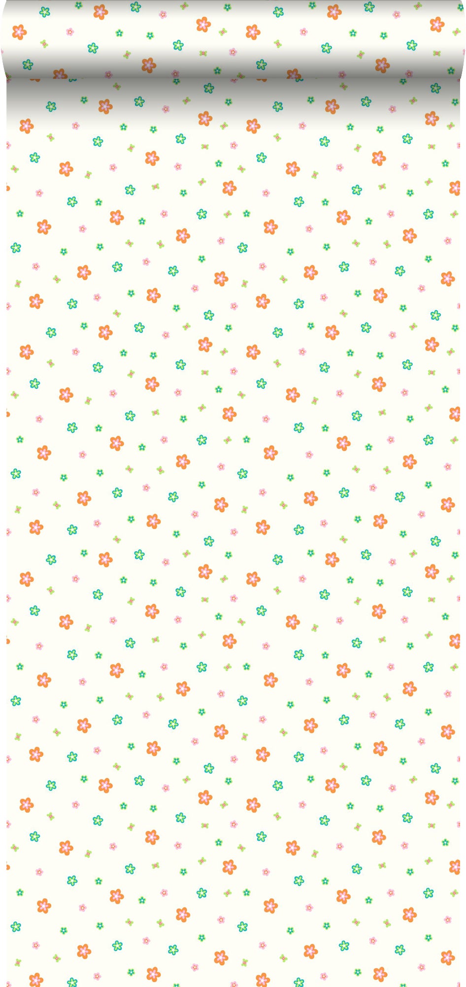 Tapeta kwiaty limonkowej zieleniIpomarańczowym - 53 cm x 10.05 m - ESTAHOME