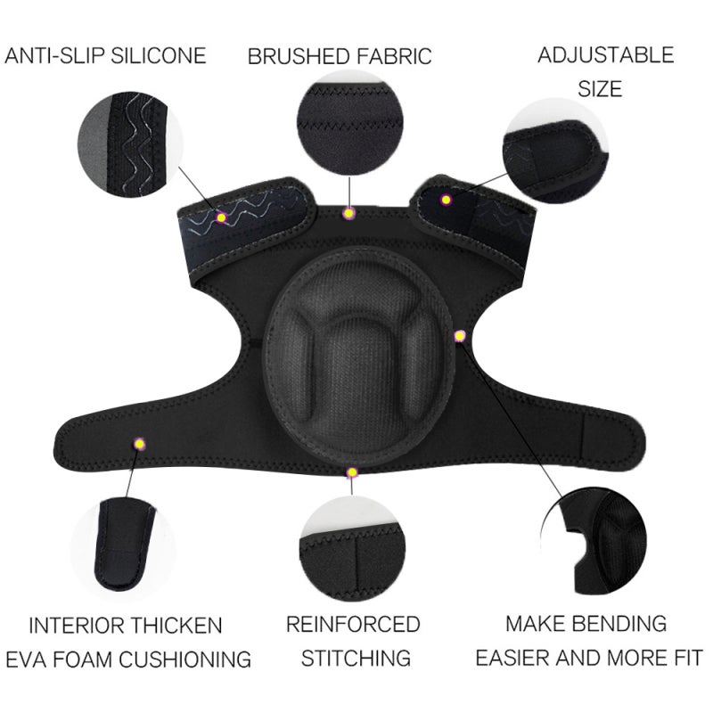 Joelheiras de espuma anti-impacto, equipamento de proteção esportiva, para corrida e dança, tamanhos grandes, pretas. - 2