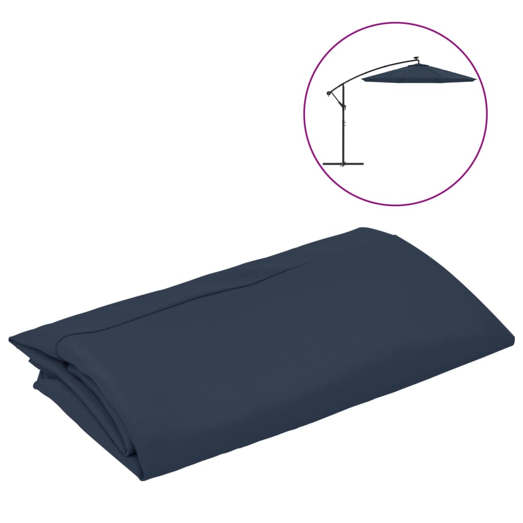 Toile De Remplacement Pour Parasol Déporté 3x3 M - Polyester Résistant UV, Imperméable, 8 Baleines, Couleur Gris, Forme Carrée