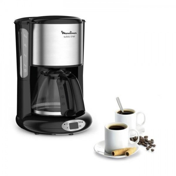 Moulinex Subito Cafetière Filtre 1,25L - 15 Tasses, Programmation 24h, Maintien Au Chaud, Noir