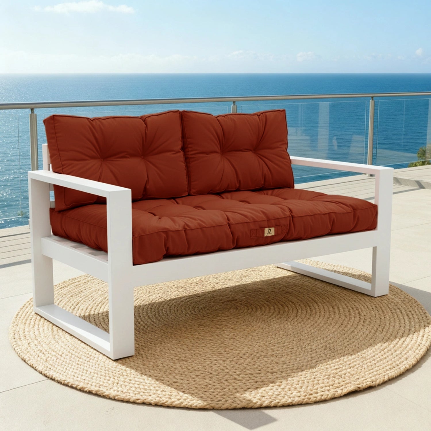 Coussins pour salon de jardin capitonné 120x60cm Terracotta - 2