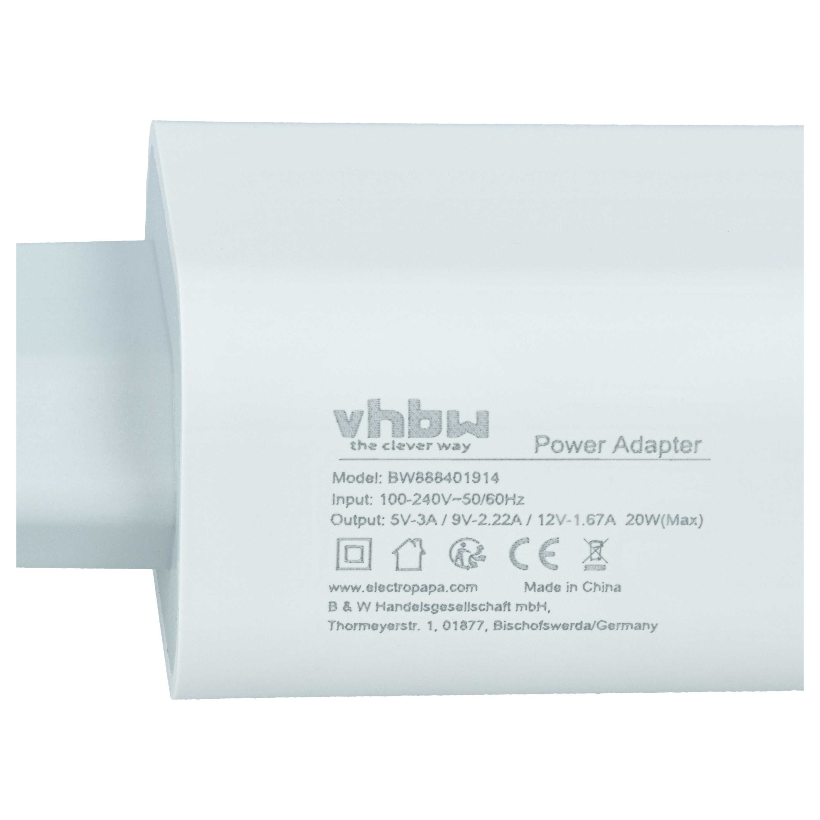 vhbw Chargeur secteur USB C compatible avec Apple AirPods, iPod - Adaptateur prise murale - USB (max. 9 / 12 / 5 V), blanc - 4
