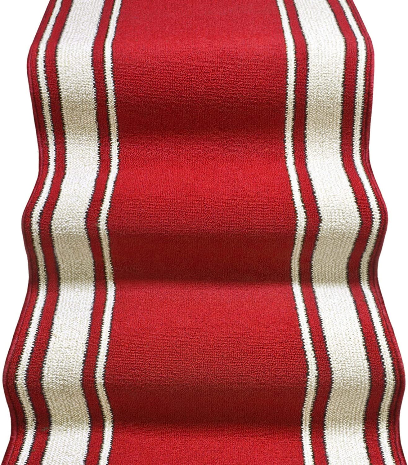 Camino de escalera 67x240 cm alfombra bordeado corredor entrada pasillo cocina peldaños estilo clásico burdeos