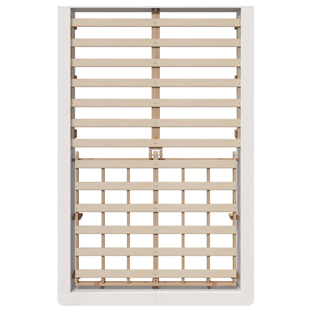 Cadre de lit blanc en bois de pin massif pour la chambre, 140 × 200 cm - 8