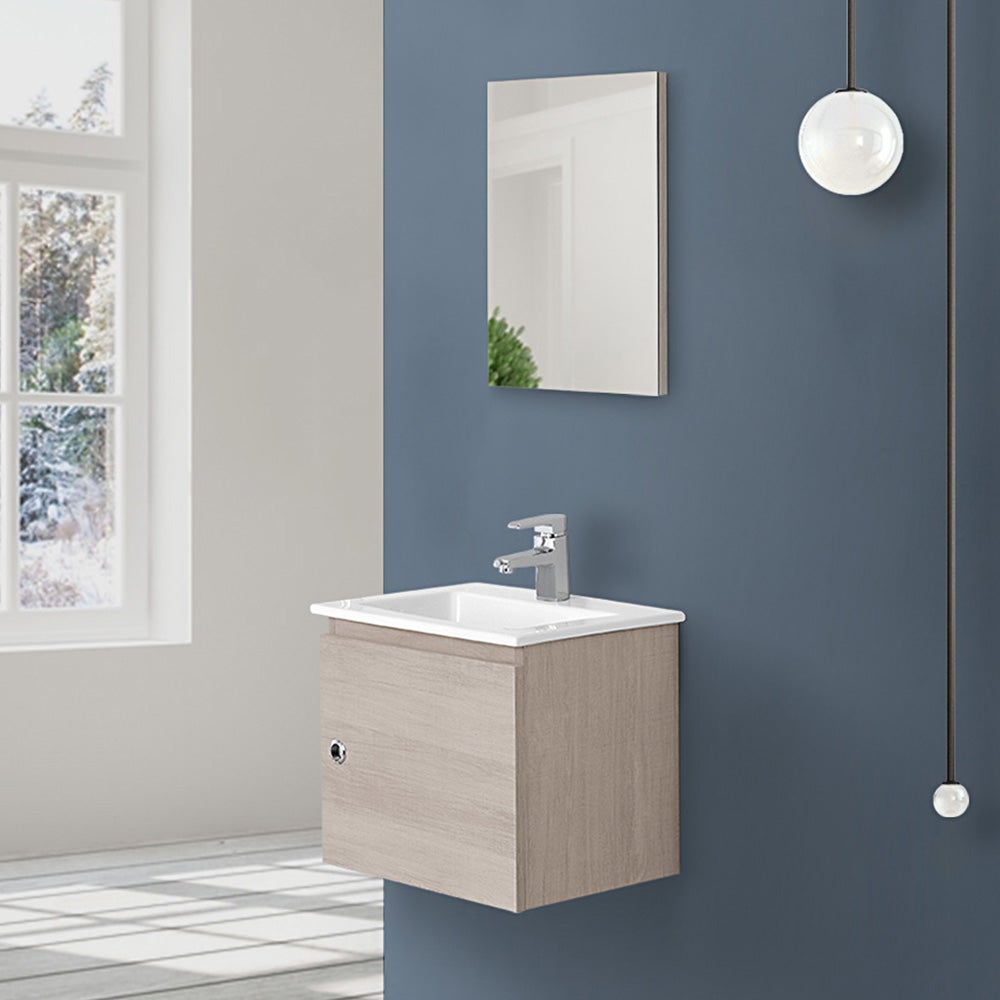 50x36.5 cm Chêne clair Armoire de salle de bain à porte à faible — free download