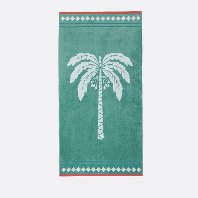 Drap de plage éponge velours, Bornéo - Vert - 90 x 175 cm