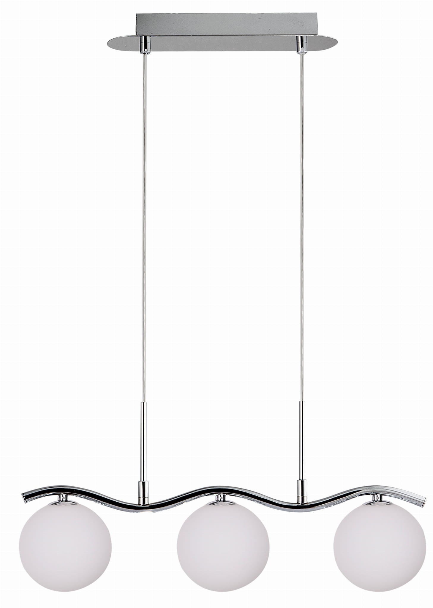 Lampa wisząca Ramon chromowana-biała 3xG9x40W wym: 114 x 53 x 12 cm szkło Candellux