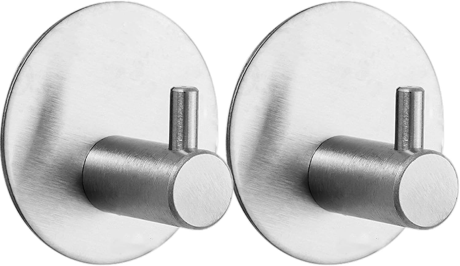Zestaw 2 okrągłych samoprzylepnych haczyków ściennych ze stali nierdzewnej 304 do łazienki i kuchni (srebrnych)