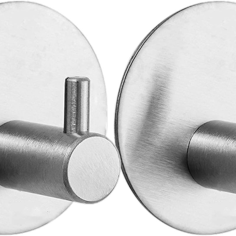 Zestaw 2 okrągłych samoprzylepnych haczyków ściennych ze stali nierdzewnej 304 do łazienki i kuchni (srebrnych)
