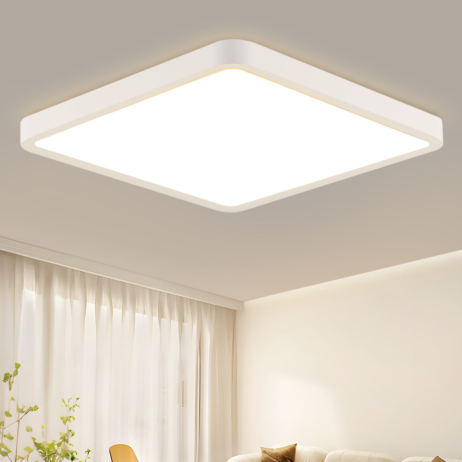 ZMH Lampa sufitowa LED do łazienki - 23 W, czysta czerń, 23 cm, ciepła biel, IP44, sypialnia