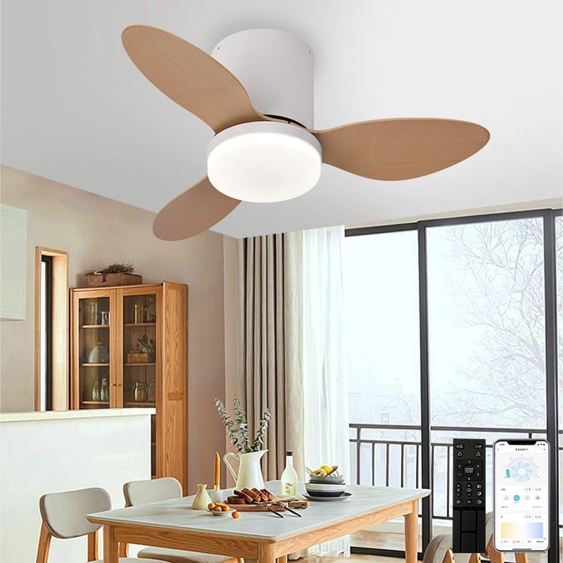 Ventilateur de plafond avec lumière, télécommande/contrôle par application, 6 vitesses de ventilation, minuterie, gradation continue (63 cm) - 2