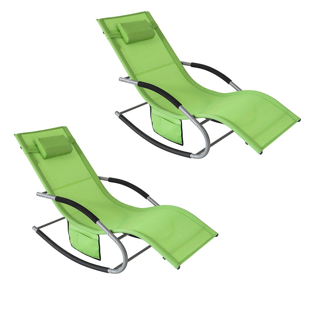 SoBuy Zestaw 2 leżaki Zielony 147x63x85cm Przemysłowy OGS28-GRx2