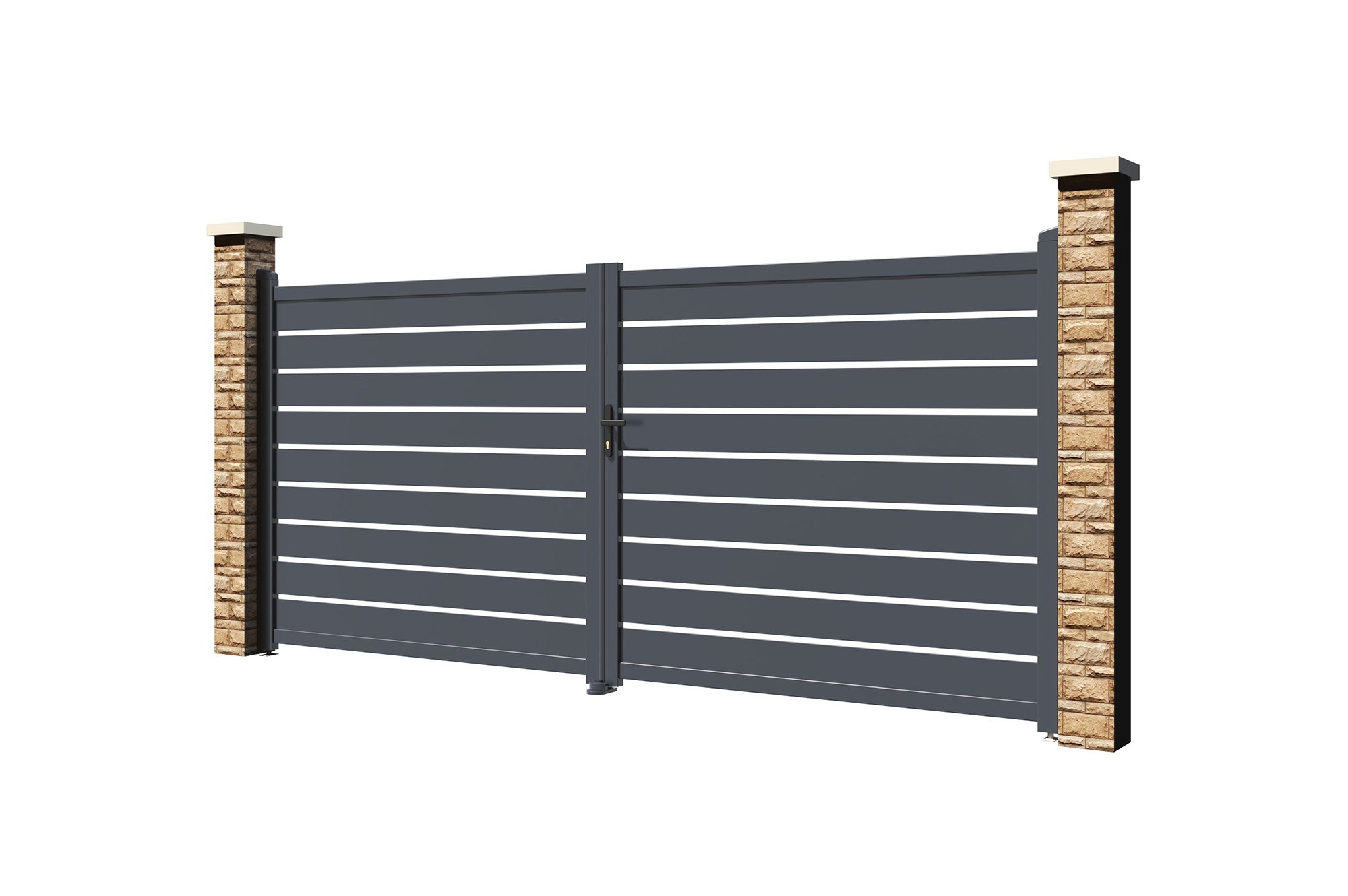 Portail battant 4m VOGEL H.180cm aluminium gris - 7