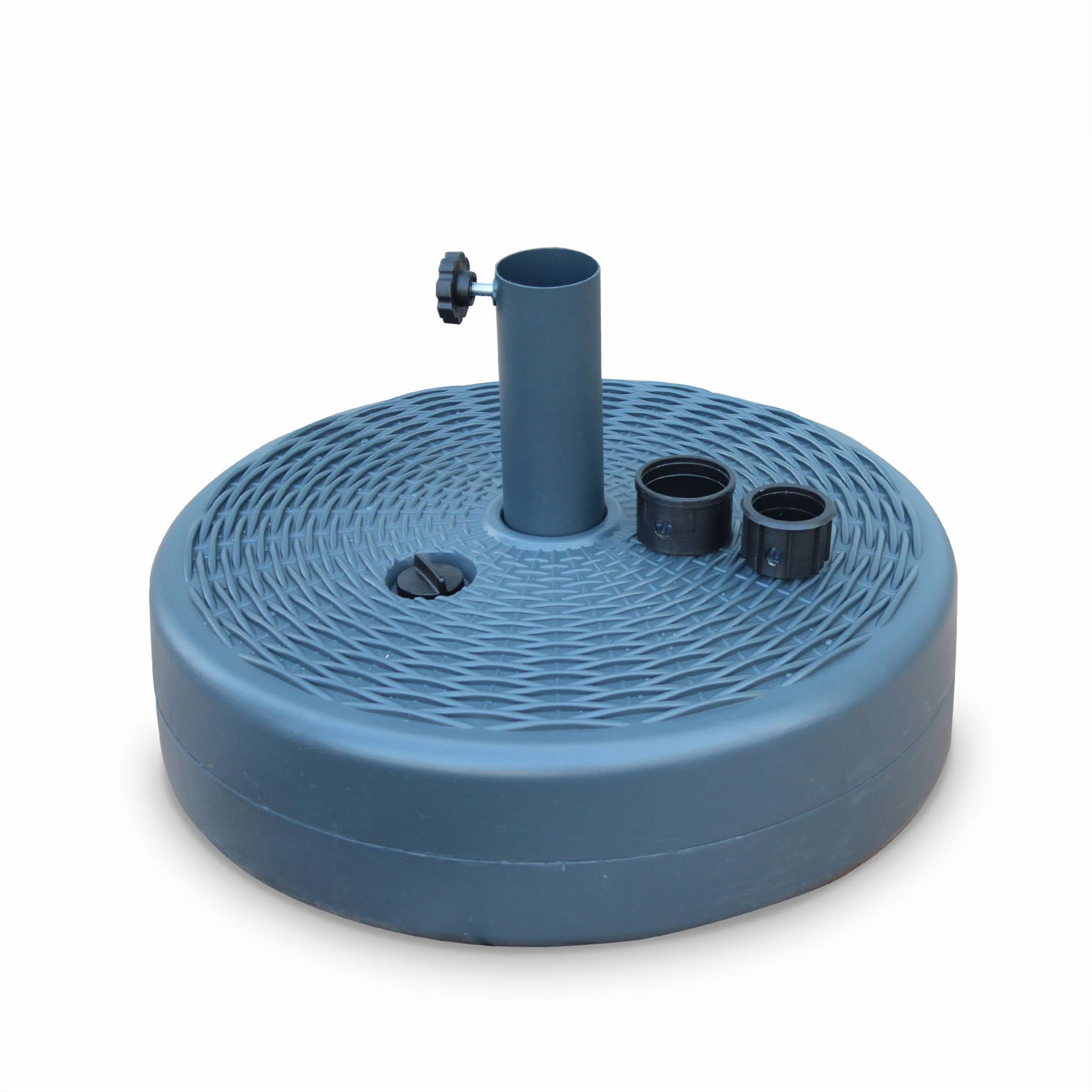 Pied de parasol plastique - Pedibus gris - Base remplissable pour parasol à mât central. aspect résine tressée PEDIBUS - 3