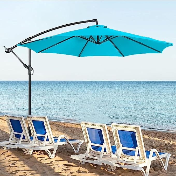 Copertura universale di ricambio per ombrellone da giardino, 6/8 stecche, impermeabile, 2 m/2,7 m/3 m, colore blu lago, resistente, per uso esterno