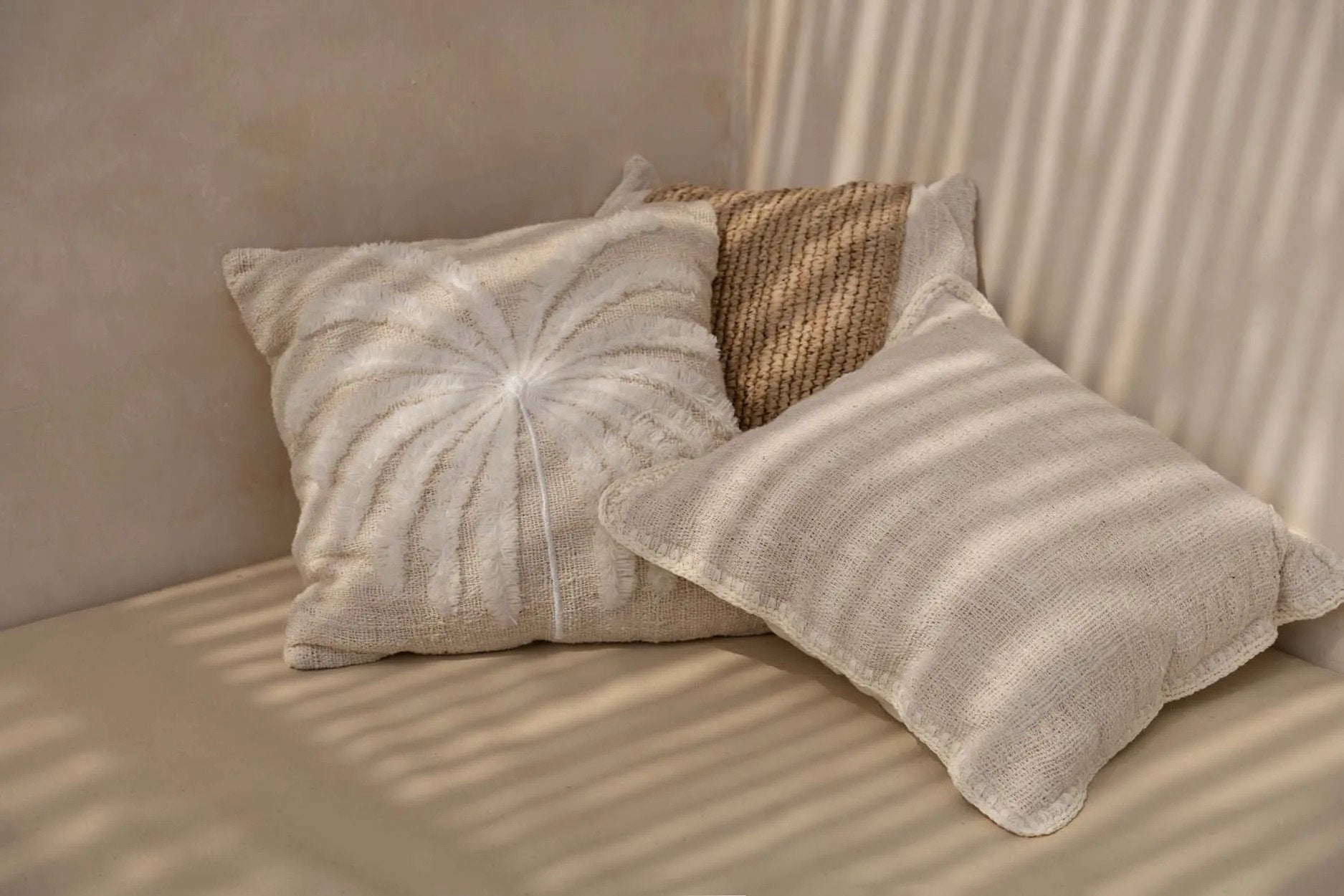 Housse De Coussin Isla Palm - Naturel Blanc - 2